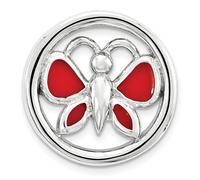 Argento Sterling Piccolo Rosso Smalto Farfalla Telaio Slide Accatastabile