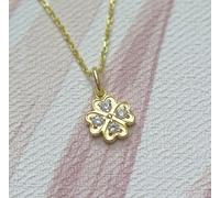 Argento Sterling Placcato Oro Irlandese Quattro Quadrifoglio Cristallo Collana