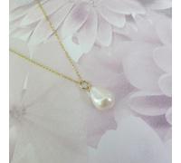 Argento Sterling Placcato Oro Perla D'Acqua Dolce Ciondolo Collana Mamma Giorno