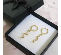 Argento Sterling Placcato Oro Serpente Orecchini a Cerchio