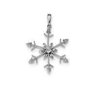Argento Sterling Placcato Rodio Diamante Bianco Fiocco di Neve Ciondolo 0.003 KT