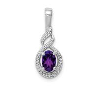 Argento Sterling Rhodiumed Diamante & Amythest Febraio Del Mese Pendente a