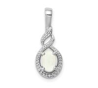 Argento Sterling Rhodiumed Diamante & Sintetico Opale Ottobre Del Mese Pendente