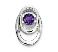 Argento Sterling Rodio Ametista Febraio Del Mese Vibrante Doppio Pendente Ovale