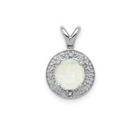 Argento Sterling Rodio Diamante & Sintetico Opale Ottobre Del Mese Cinodolo