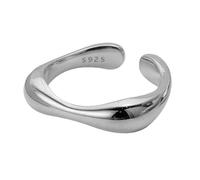 Argento sterling S925 Anello per Donna Non Tarnish Placcato in oro 18 carati Banda aperta regolabile Twisted Statement Minimalista Gioielli Accessori di moda da indossare tutti i giorni Argento