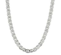 Argento Sterling Semi Massiccio 9.95mm Piatto Ancora Catena Con / Gancio 50.8cm