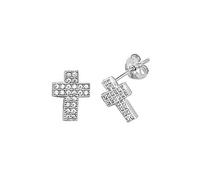 Argento Sterling Singolo da Uomo Bianco Pietra Zirconia Croce a Lobo Orecchini