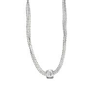 Argento sterling tre strati glitter tallone spazzolato occhio di gatto collana signore gioielli -D0016- Argento