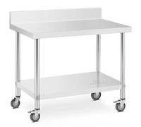 Argento Tavolo inox con ruote - PREMIUM - 60 x 100 cm - 155 kg - Alzatina - Royal Catering