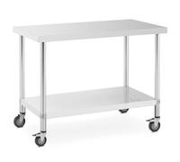 Argento Tavolo inox con ruote - PREMIUM - 60 x 120 cm - 158 kg - Royal Catering