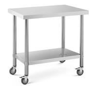 Argento Tavolo inox con ruote - PREMIUM - 60 x 90 cm - 145 kg - Royal Catering