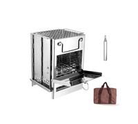 (Argento)Tomshoo Stufa a legna da campeggio portatile pieghevole Bruciatore a legna Kit cannello Mini