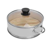 Argento Vaporiera da Cucina Coperchio, Acciaio Inossidabile | Bambù e Vetro, Riscaldamento Uniforme a Vapore, per Cucina e Cottura Salutare, Facile da Controllare