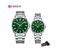 (argento verde) CURREN Orologio al quarzo da coppia con bracciale per coppia, creativo, per il tempo
