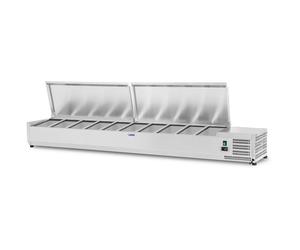 Argento Vetrina refrigerata - 200 x 33 cm - 10 contenitori GN 1/4 | Royal Catering