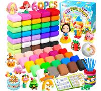 Argilla essiccabile all'aria, 60 pasta modellabile per bambini con più argilla bianca e nera, kit creativi fai da te per bambini con strumenti per modellare e libretto con istruzioni dettagliate