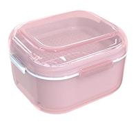 ARGOMAX Scatola per protesi, scatola per protesi dentaria、scatola per protesi dentarie con colino, pulizia, ammollo e conservazione di protesi e altri strumenti orali (rosa)