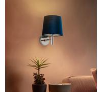Argon Applique Bono, paralume in tessuto, cromo/blu L 8181
