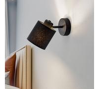 Argon Applique Suerte, nero / oro, 1 luce, tessuto, acciaio Argon