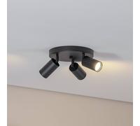 Argon Faretto da soffitto Sado nero acciaio regolabile a 3 luci rotondo Argon