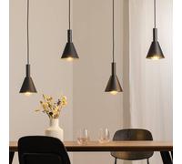 Argon Lampada a sospensione Norte, acciaio nero/oro lunghezza 114 cm, a 4 luci Argon