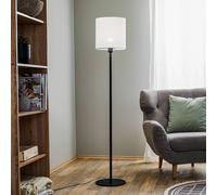 Argon Lampada da terra in tessuto Harris, base nera, paralume bianco Argon
