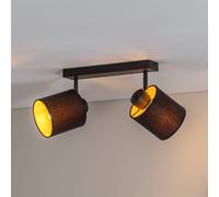 Argon Plafoniera Suerte, nero / oro, a 2 luci, tessuto, acciaio Argon