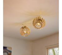 Argon Plafoniere Paz bianco sfere con lamelle in legno, a 2 luci. Argon