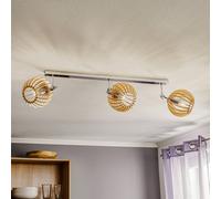 Argon Plafoniere Paz sfere con lamelle in legno cromate, a 3 luci. Argon