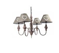 Argonauta Lampadario con 4 luci Stile Shabby Tortora con paralumi