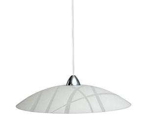 Argonauta Sospensione in lastra di vetro bianco con cornice cromata diam.50xh.18 cm