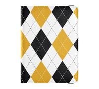 Argyle Buffalo Plaid Tartan Scozia Nero Giallo Porta passaporto e carta di vaccino Combo Travel Passaporto Portafoglio, Multicolore, 1 size, Casual