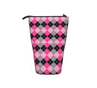 Argyle Rosa Nero Grigio Astuccio Telescopico Organizer Stand-Up Astuccio per cosmetici Borsa per trucco Astuccio per penne di cancelleria