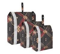 Argyle Rosso Oro 3 Set di Cubi di Imballaggio Da Viaggio Per Valigie Impilabile Armadio Organizer Borsa Borsa Per Viaggio Camera Da Letto Storage