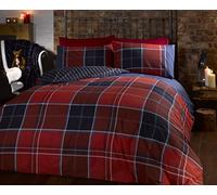 Argyle - Set di biancheria da letto King-size, con Copripiumino Matrimonialee 2;federe double-face, motivo in tartan scozzese, colore: rosso
