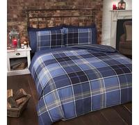 Argyle Tartan Set Copripiumino, Poliestere-Cotone, Blu, Matrimoniale, King