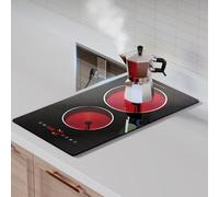 Argyolas Piastra da Cucina Elettrica a Due Fuochi a Infrarossi per Cucinare, Piano Cottura da 3000W Domino da Inserire, Stufa a Due Elementi Riscaldanti, Cucina Incorporata a 230V