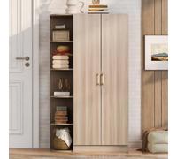 Arhatreya Armadio 90 x 55 x 170 cm con ripiani, cassetti, colore legno | Spazioso armadio con diversi ripiani e cassetti per una conservazione ordinata dei vestiti