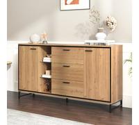 Arhatreya Credenza con TRE Cassetti, Squisite venature, credenza moderna in colore legno con ripiani, mobili eleganti e funzionali, colore nero e legno