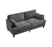 Arhatreya Divano a 2 posti con gambe in legno, 2 divani ospiti con custodia e funzione di ricarica USB, divano con luce LED per soggiorno, camera da letto, appartamento, ciniglia, grigio