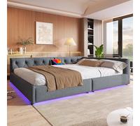 Arhatreya Divano letto 140 x 200 cm, a forma di L, con rete a doghe, letto giorno con illuminazione ambientale, letto giornaliero con USB+tipo C, per appartamento, camera degli ospiti, soggiorno