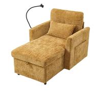 Arhatreya Divano multifunzionale moderno, sedia per il tempo libero singola con schienale e supporto per cellulare, divano singolo per soggiorno, camera da letto, piccola casa, ciniglia giallo