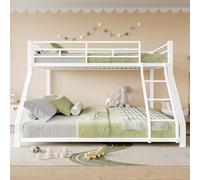 Arhatreya Letto a castello 90/140 x 200 cm, culla con ringhiera in metallo con gradino, letto a castello con rete a doghe, letto per bambini e ragazzi (senza materasso) in metallo, bianco