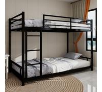 Arhatreya Letto a castello 90 x 190 cm, culla con ringhiera di sicurezza, letto a castello con scala, letto a castello in metallo, per camera da letto dei bambini, senza materasso, colore: nero
