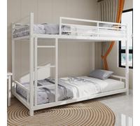 Arhatreya Letto a castello 90 x 190 cm, culla con ringhiera di sicurezza, letto a castello con scala, letto a castello in metallo, per camera da letto dei bambini, senza materasso, colore: bianco