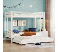 Arhatreya Letto a castello 90 x 200 cm, lettino con letto estraibile, letto a castello con ringhiera, letto in metallo con scala, letto per ragazzi con rete a doghe, letto per camera da letto dei