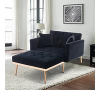 Arhatreya Moderno divano pieghevole sedia, schienale regolabile, sedia a sdraio per soggiorno, camera da letto, studio, tessuto di velluto, nero