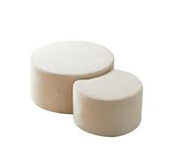 Arhatreya Set di 2 tavolini da caffè rotondi imbottiti, set da 2 pezzi per appartamento, tavolino rotondo in schiuma, tavolino, ottomano, nessun montaggio richiesto, colore: beige