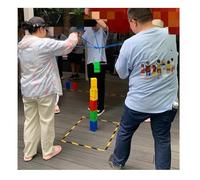 ARHEORMUH Team Building Giochi Giochi di Torre di Squadra for Lavoro, attività All'aperto for Adulti, Gioco Divertente for Feste di Lavoro di Squadra for Ufficio, Gruppo Scolastico(Red,5PCS)